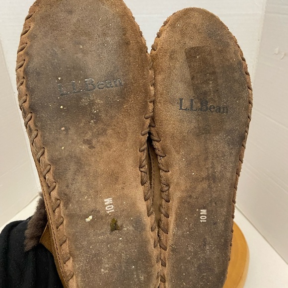 LL Bean Leather Sherpa Lined Slippers - Picture 8 of 9